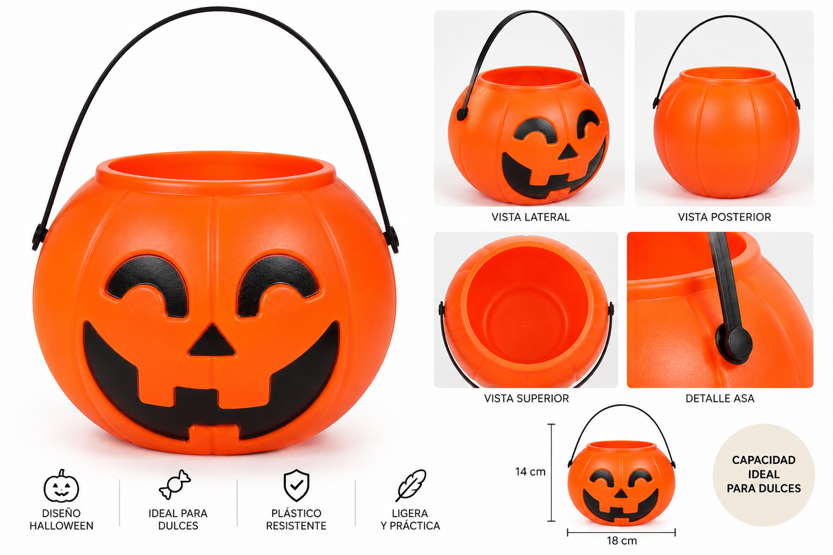 Calabaza Halloween para Dulces con agarre