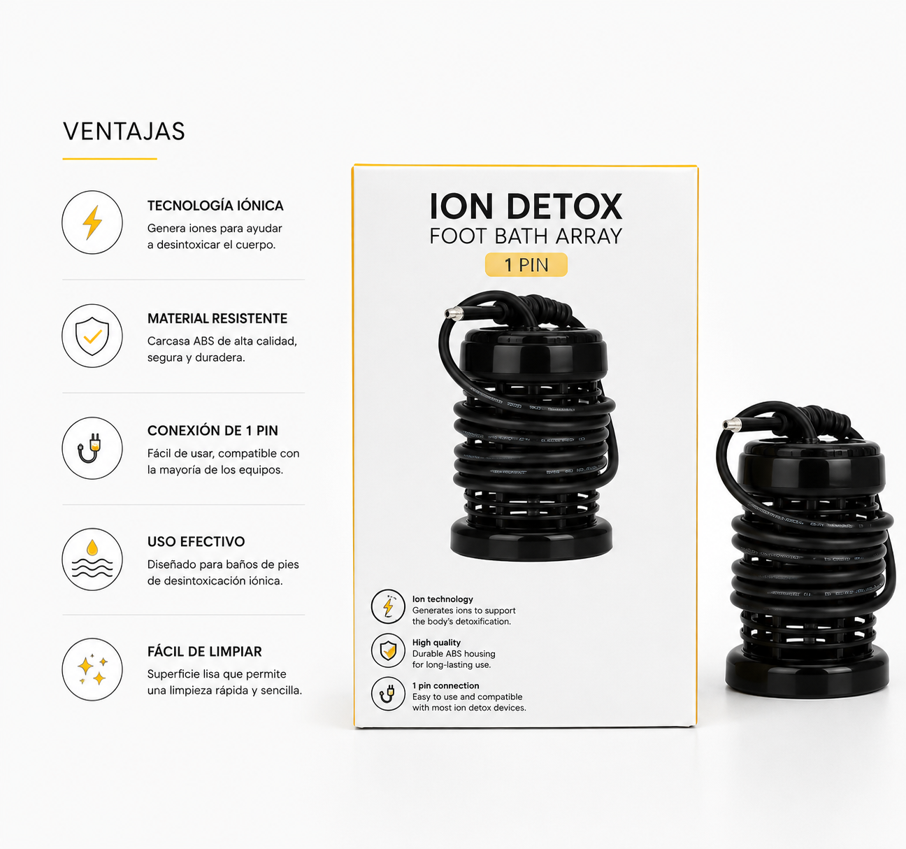 Array de 1 pin para desintoxicación ionica