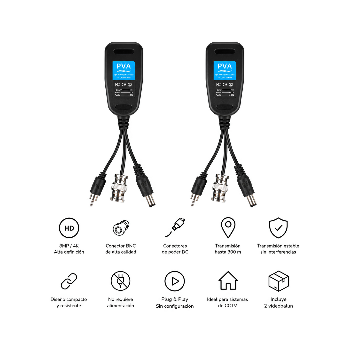 Balun RJ45 Voltaje/Audio/Video