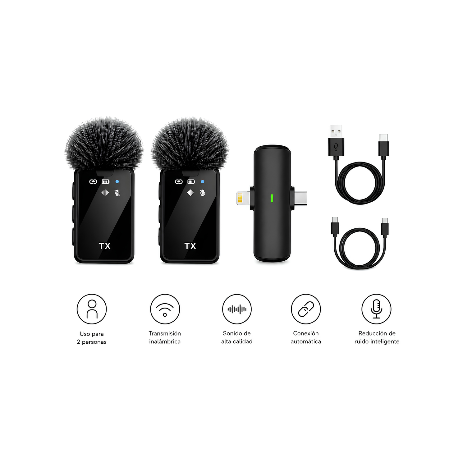 Micrófonos Inalámbricos Dual para Celular