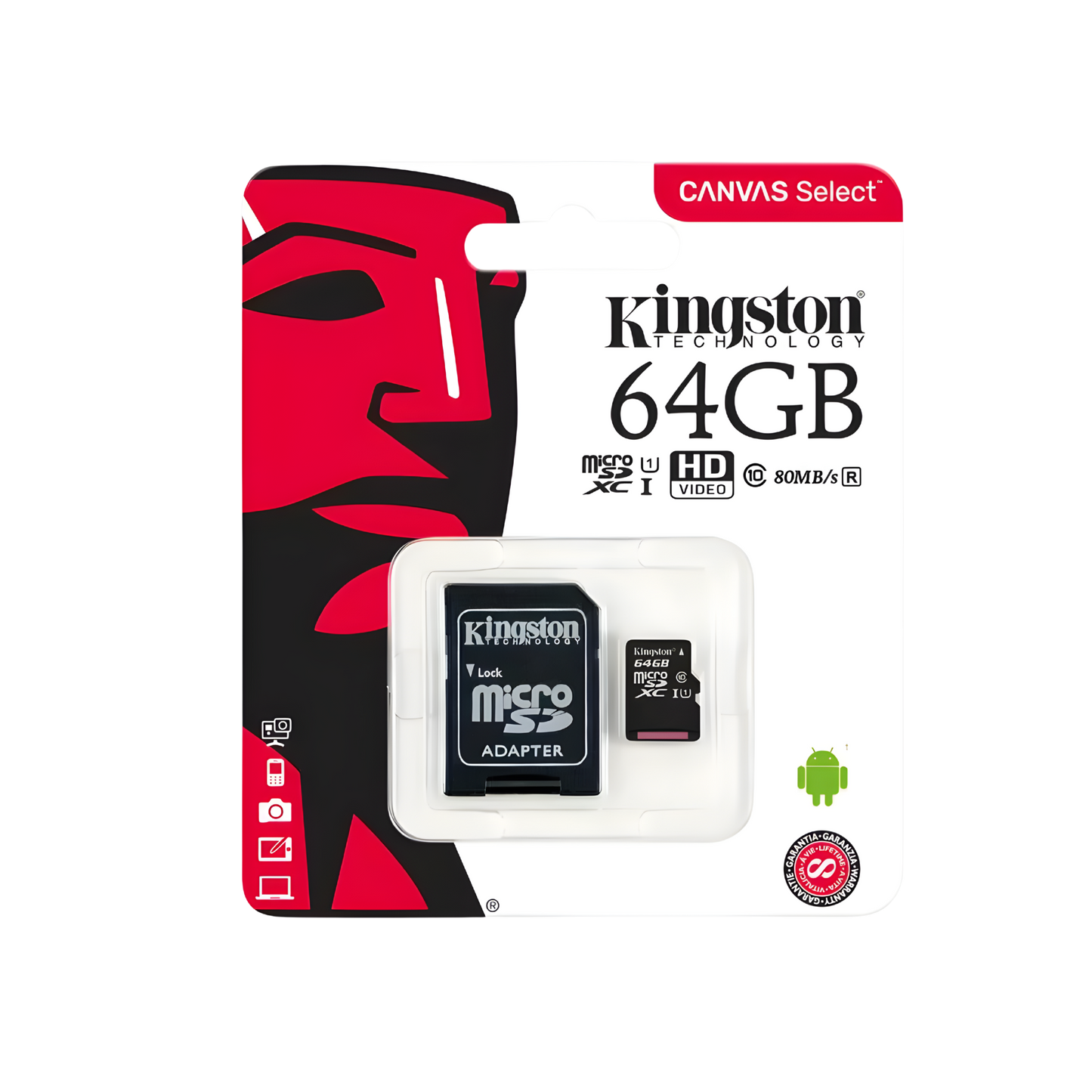Kingston Memoria Micro SD 64GB Clase 10 con Adaptador SD