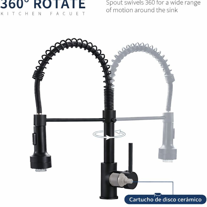 Llave de cocina espiral Kitchen Art negra