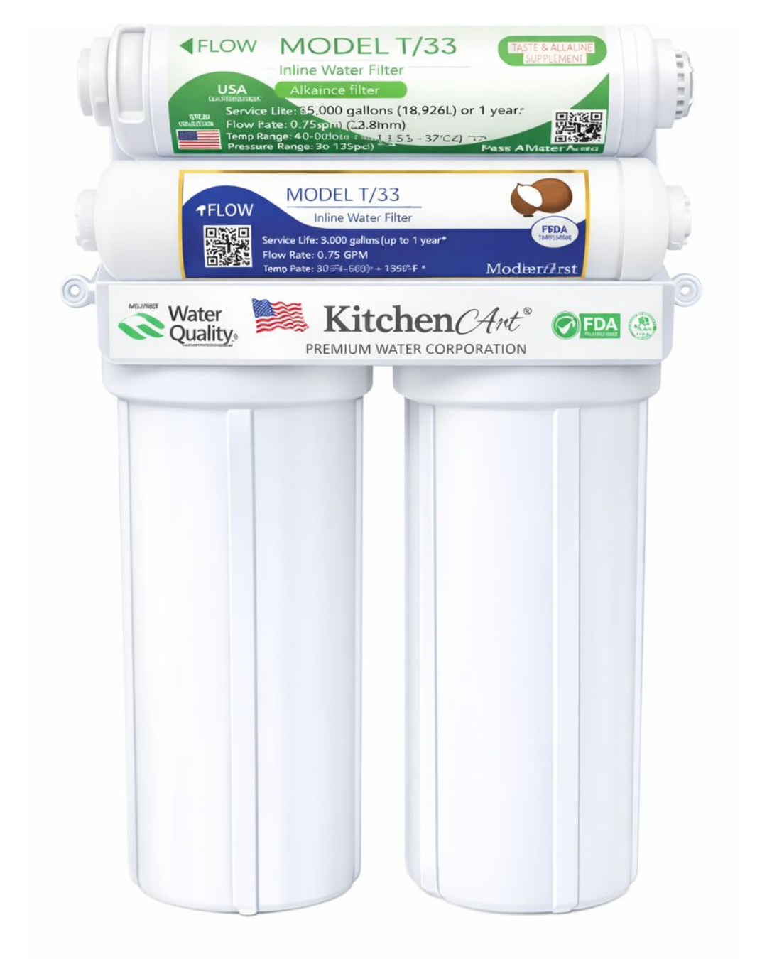 Purificador de agua PP + CTO - ALCALINO 2.5" + COCO 2.5"