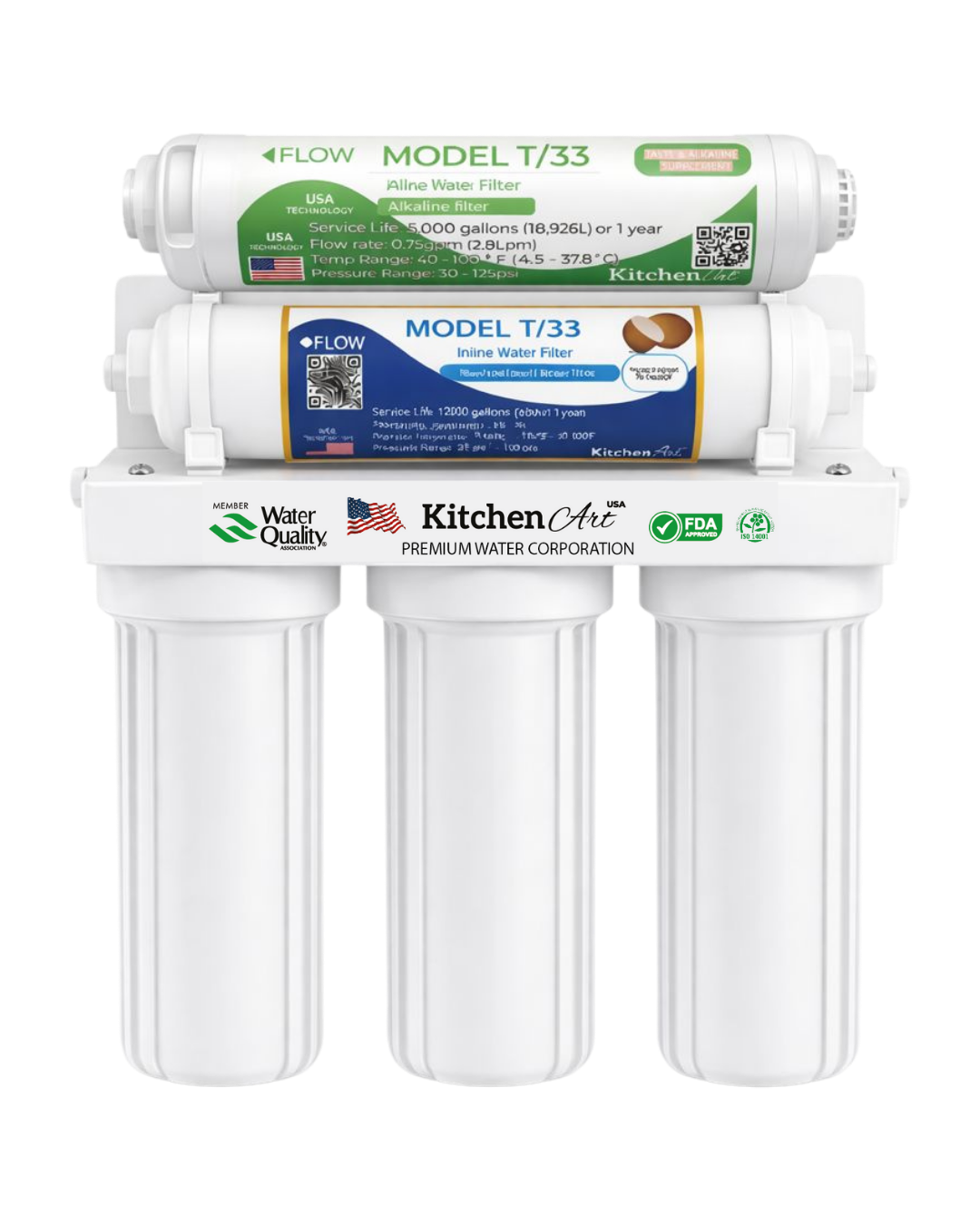 Purificador de agua PP + CTO + GAC - COCO 2.5" + ALCALINO 2.5"