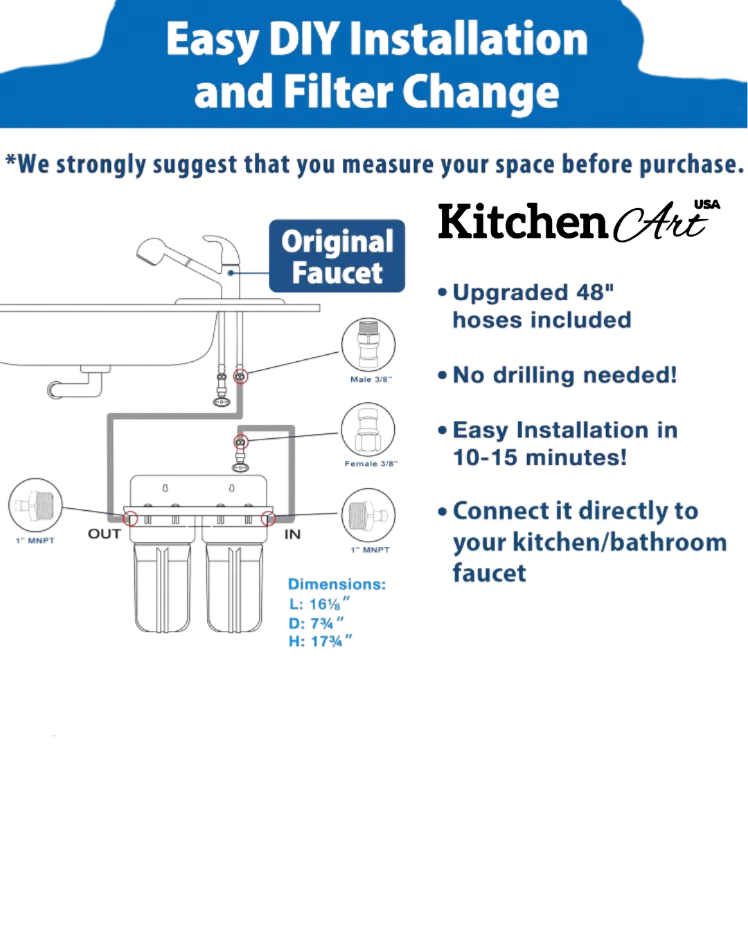 Purificador de agua PP + CTO + GAC - UF 2.5" + KIT UV