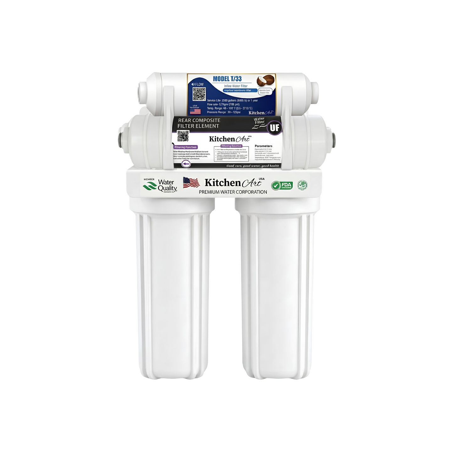 Purificador de agua PP + CTO - MEMBRANA UF 2.5" + COCO 2"
