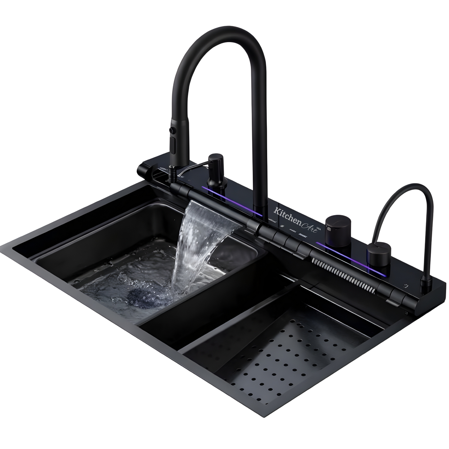 FREGADERO DOBLE CASCADA LED KITCHEN ART 75CM