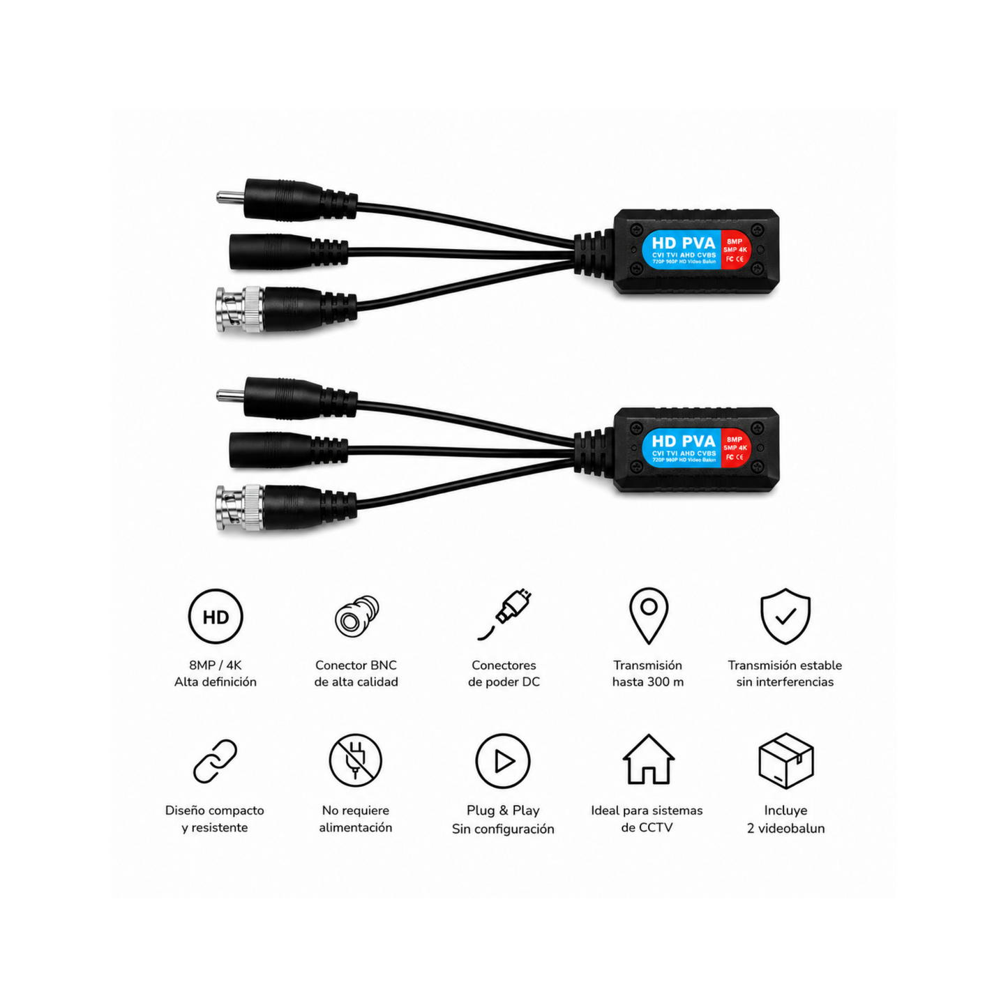 Balun RJ45 Voltaje/Audio/Video ANTI-INTERFERENCIA