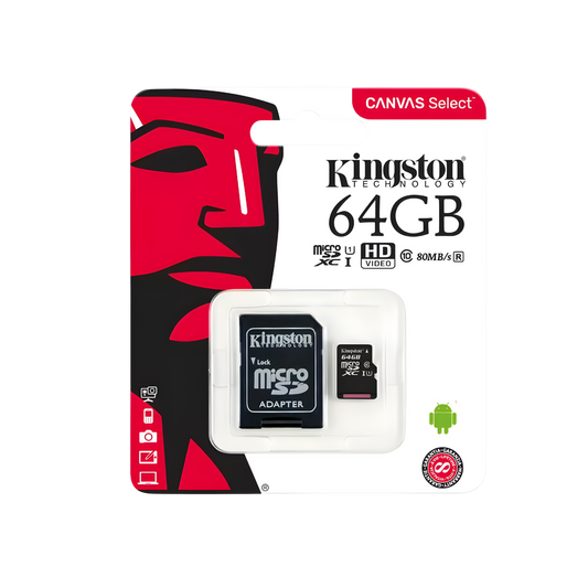Kingston Memoria Micro SD 64GB Clase 10 con Adaptador SD