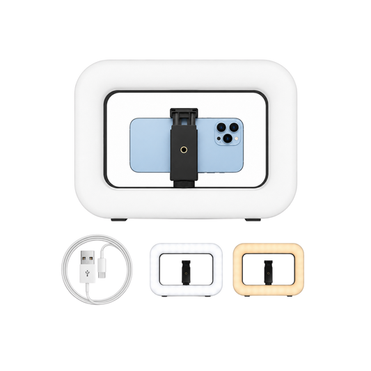 Luz led rectangular con soporte de teléfono